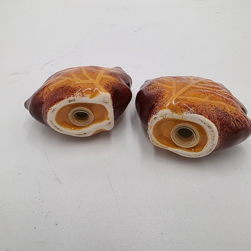 Autumn Maple Leaf Salt and Pepper Shakers Set Brown Orange Ceramic Fall Decor - Picture 3 of 5